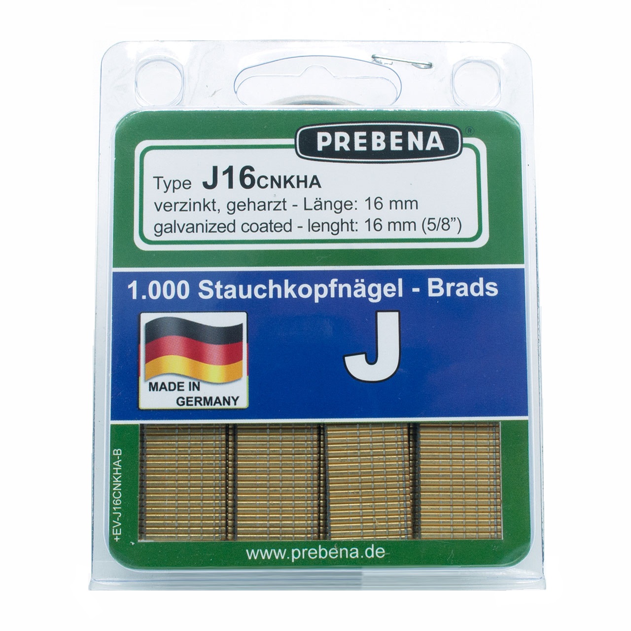 Prebena Stauchkopfnägel im Blister J16CNKHA-B