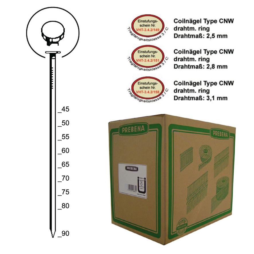 Prebena Coilnägel CNW28/75BKRI Ringschaft